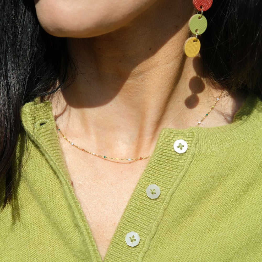 Multicolor Beaded Delicate Saturn Chain