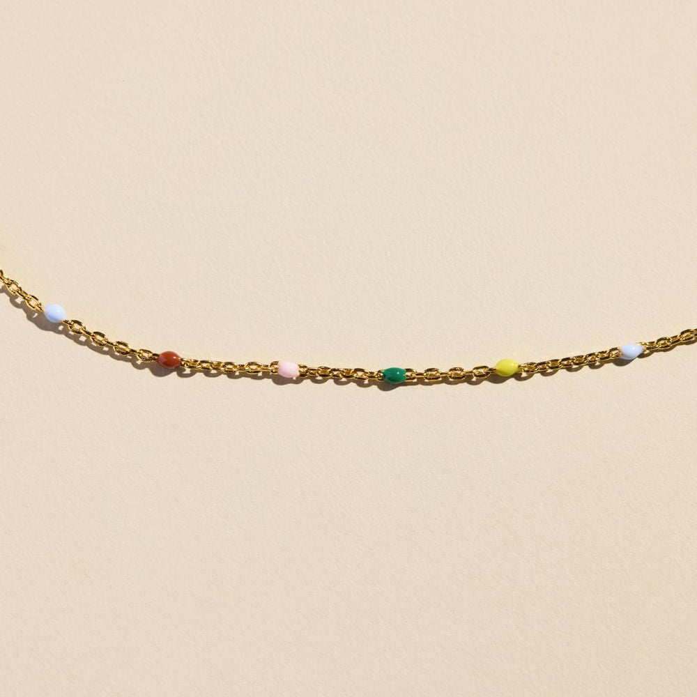 Multicolor Beaded Delicate Saturn Chain