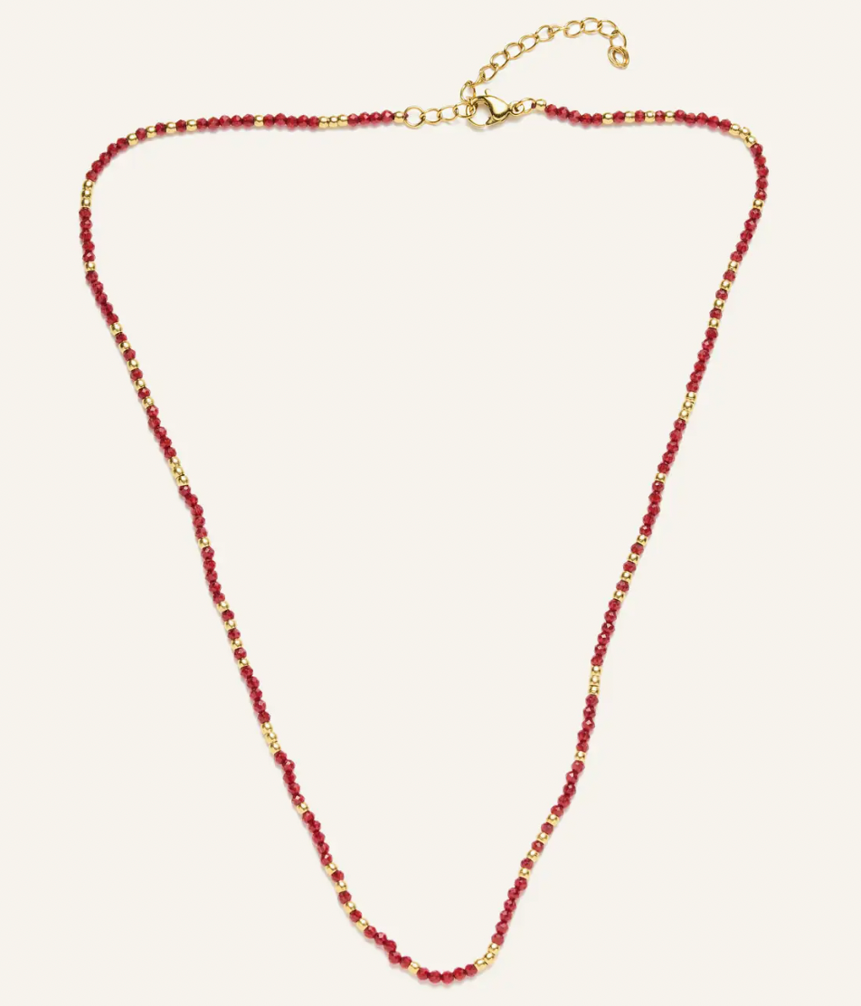 Ruby Mini Beaded Necklace