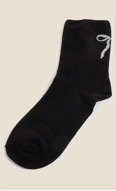 Glitter Ribbon Bow Socks