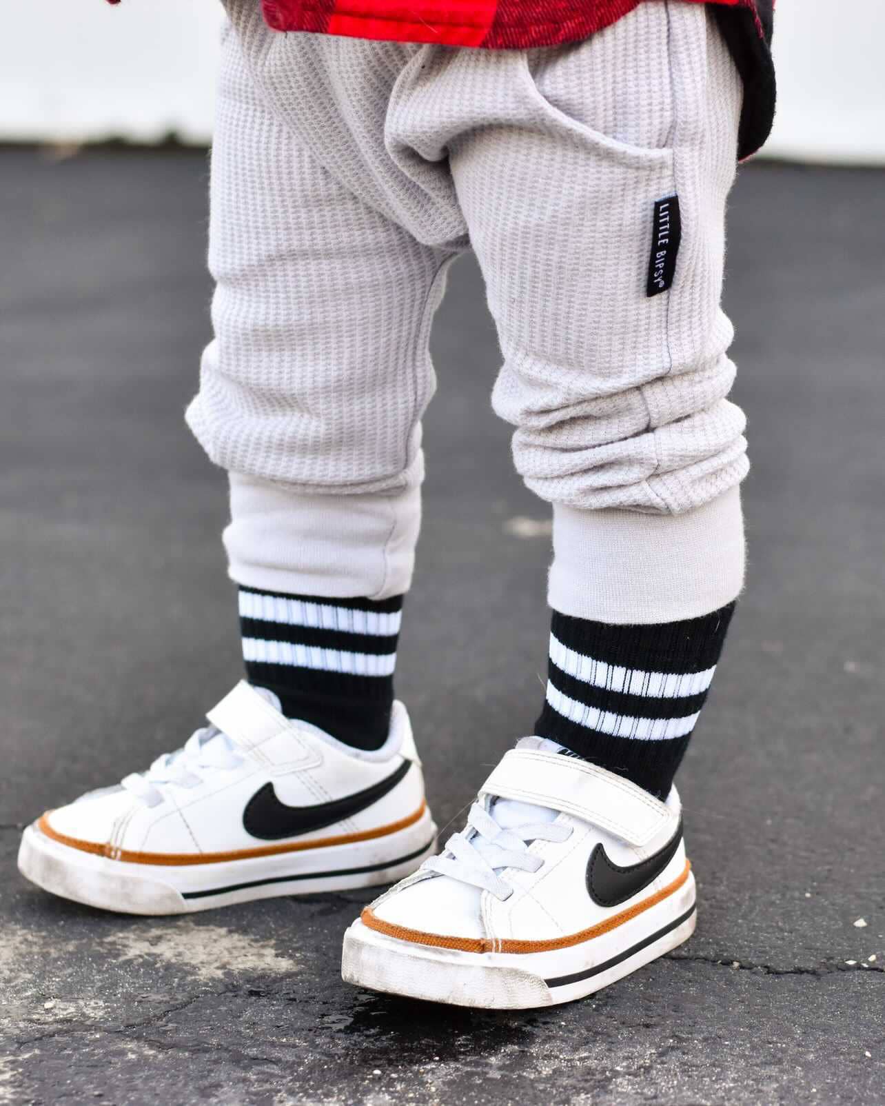 Mini Signature White Stripe Sock