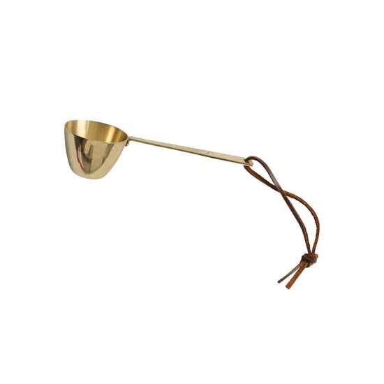Gold Metal Scoop with Leather Tie