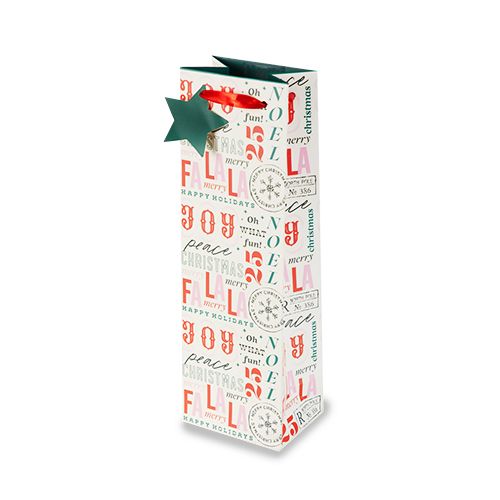 Holiday Typography Wine Bag