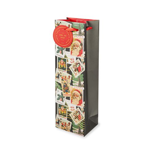 Holiday Vintage Stamps Wine Bag