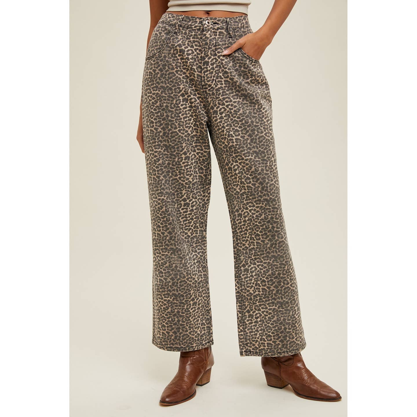 Leopard Wide Leg Denim