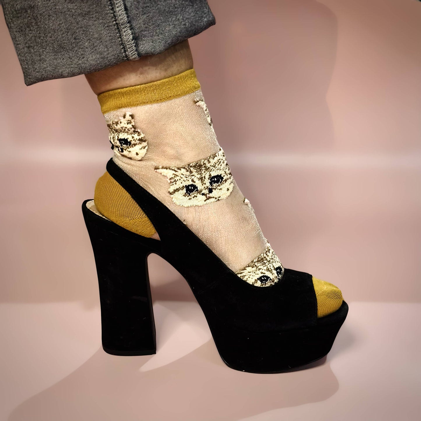 Cat Mesh Socks: Hunter Green