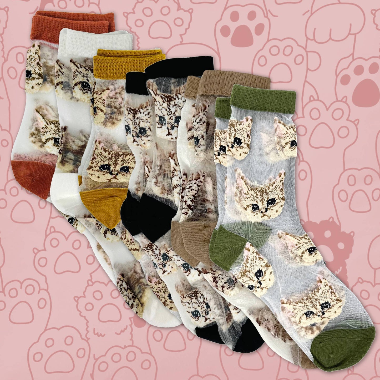 Load image into Gallery viewer, Cat Mesh Socks: Hunter Green
