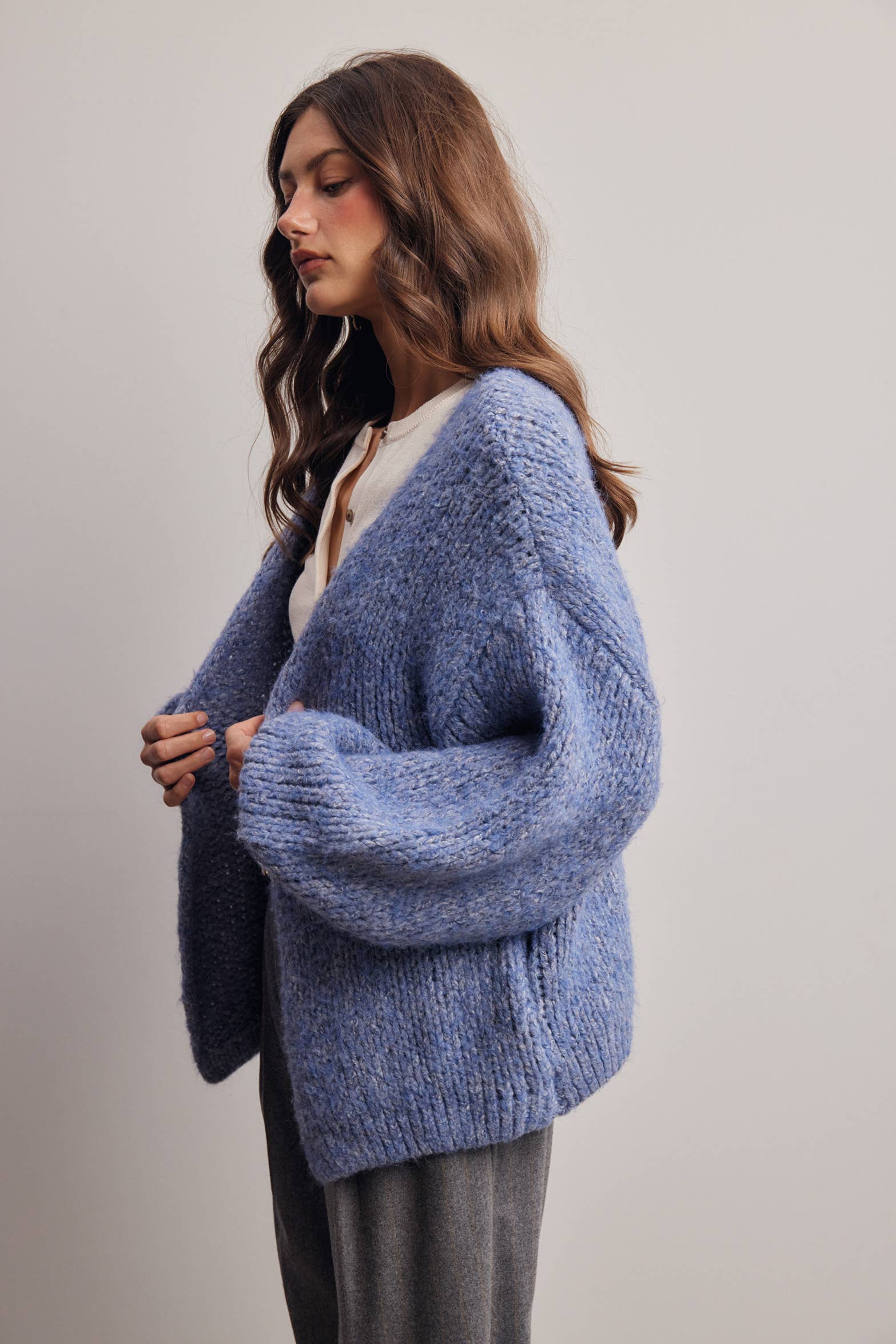 Blue Chunky Knit Cardigan – Clifton Collective