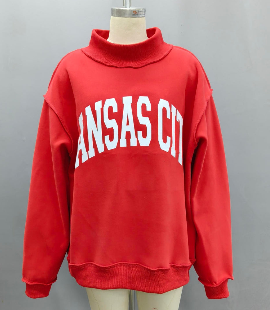Game Day Reversible Mock Neck – Red KC Edition