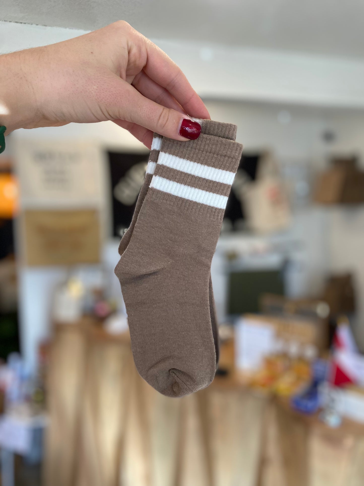 Mini Signature Brown Stripe Socks