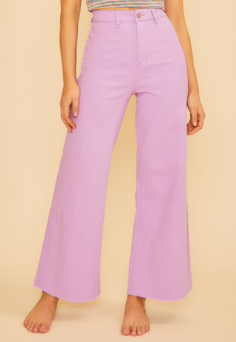 Lavender Wide Leg Denim Jeans