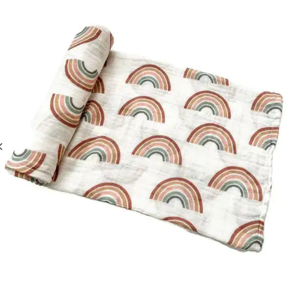Neutral Rainbow Swaddle Blanket
