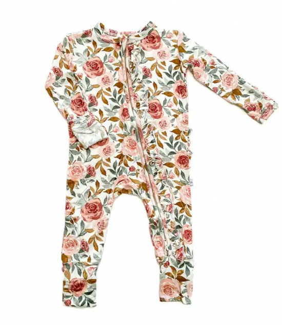 Ruffle Zipper Sleeper Dusty Floral