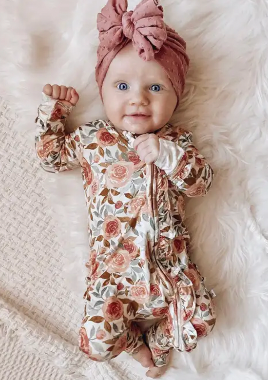 Ruffle Zipper Sleeper Dusty Floral