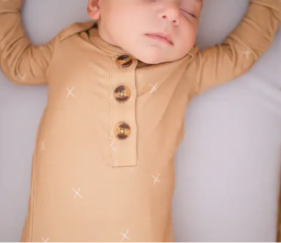 Load image into Gallery viewer, Beige X&amp;#39;s Knotted Baby Gown
