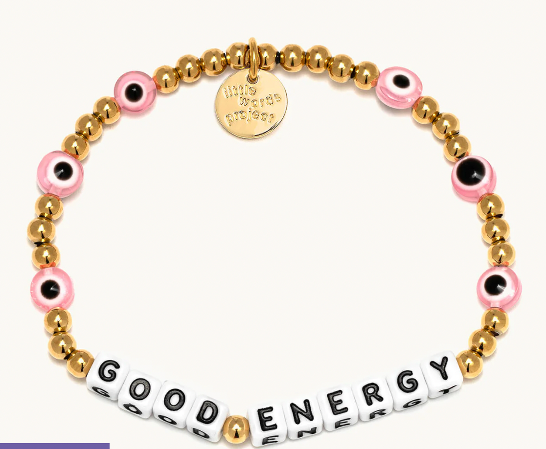 Load image into Gallery viewer, Good Energy Gold Little Words Bracelet
