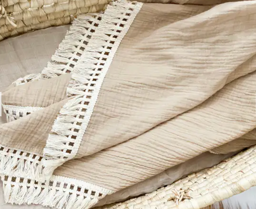 Tan Fringe Swaddle