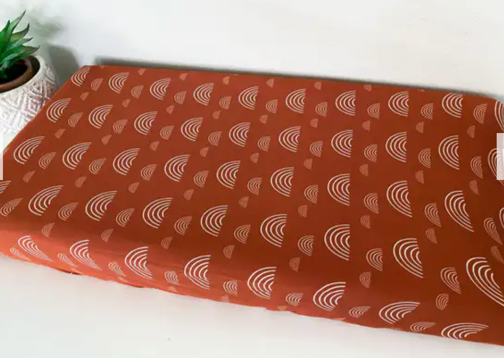 Load image into Gallery viewer, Rust Rainbow Bamboo Changing Pad Cover
