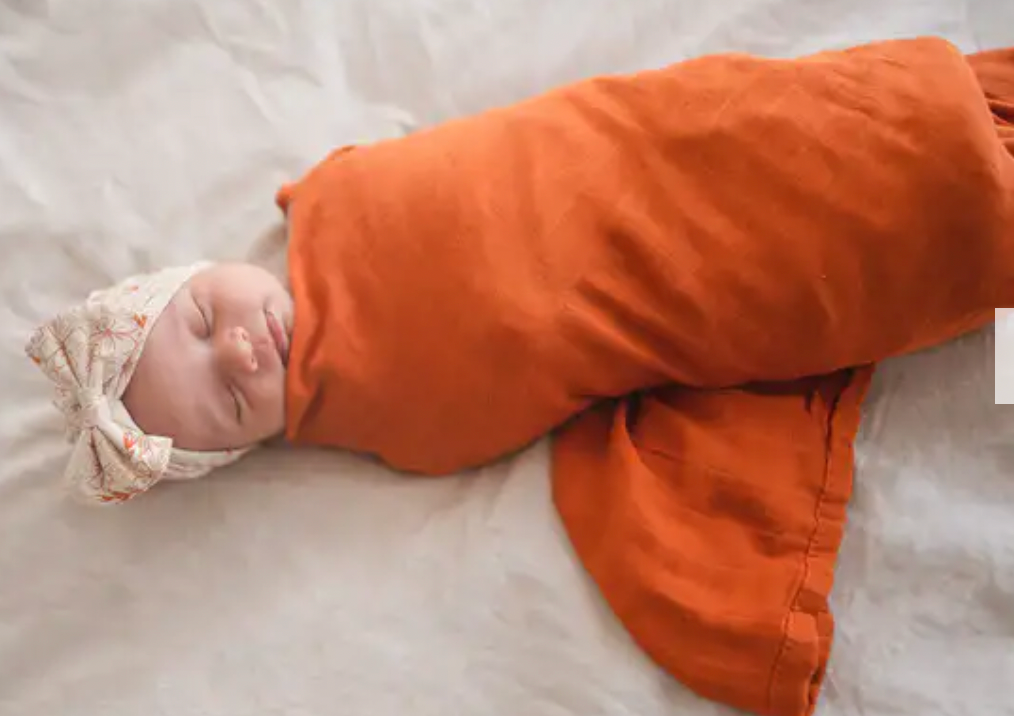 Load image into Gallery viewer, Rust Bamboo Muslin Swaddle Blanket
