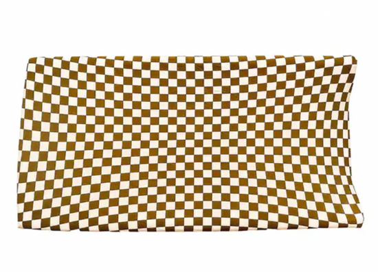 Toffee Checkered Bamboo Changing Pad Cover