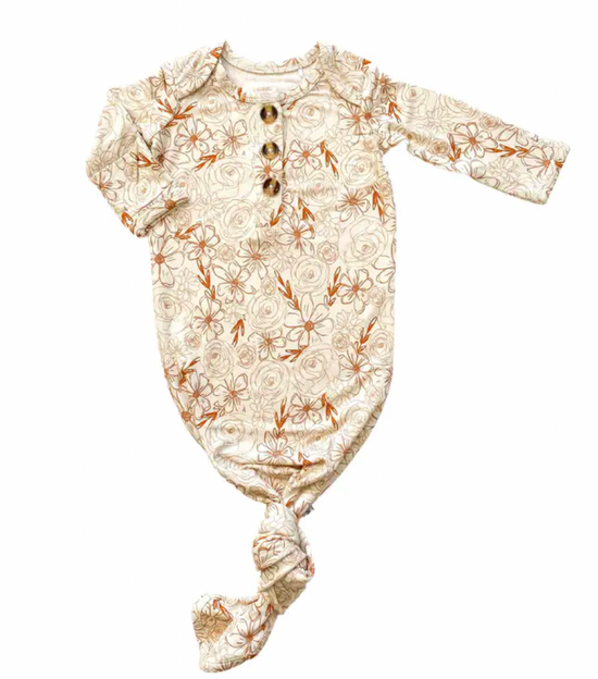 Peony Bloom Knotted Baby Gown