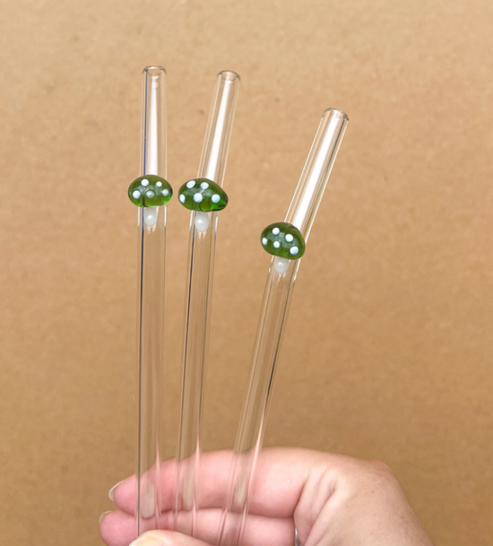 Mushroom Reusable Glass Drinking Straw