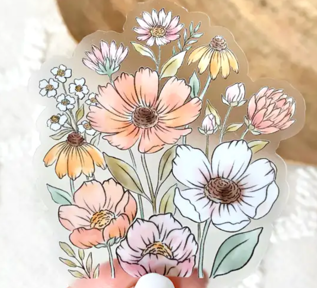 A Bouquet of Flowers Clear Sticker