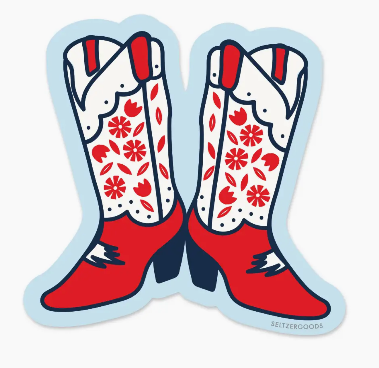 Red Floral Boots Sticker