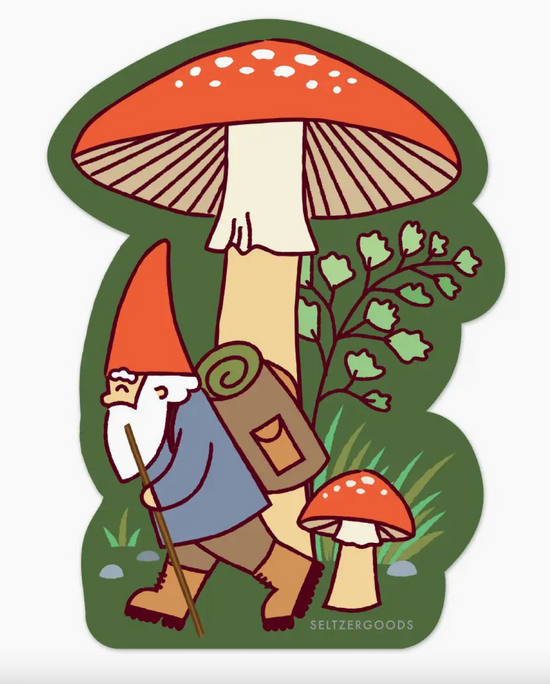 Hiking Gnome Sticker