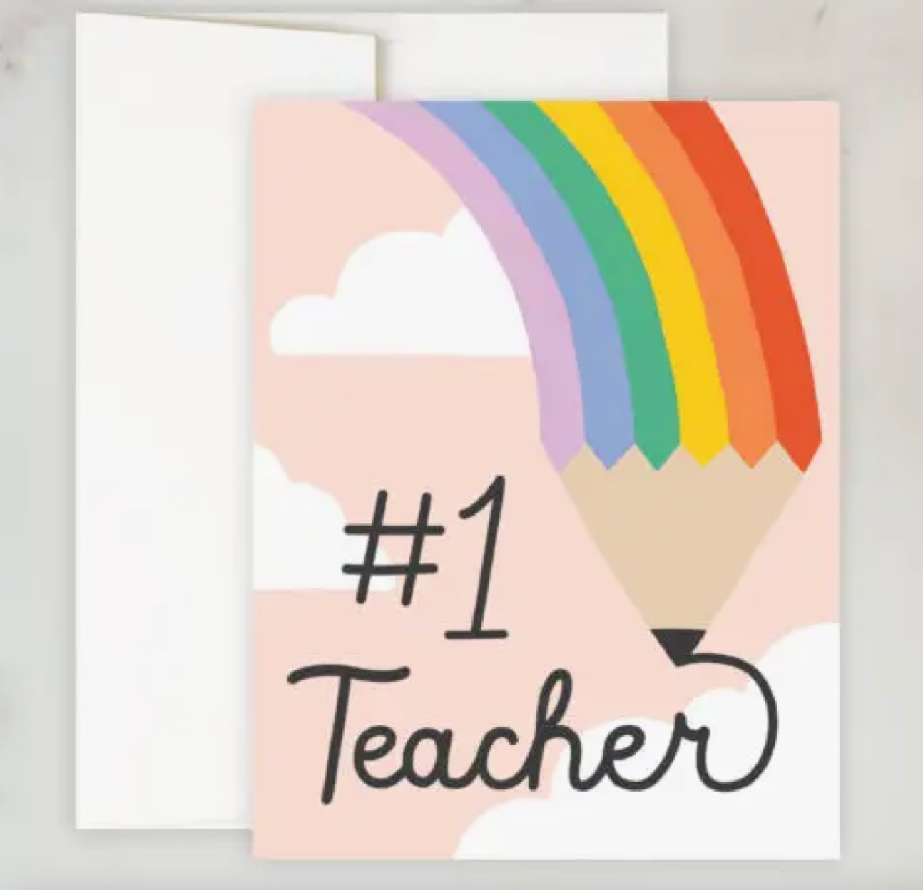 Rainbow Pencil Teacher Card