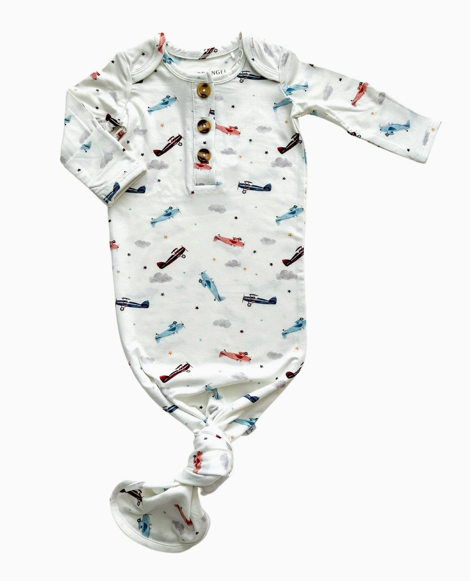 Knotted Baby Gown ~ Vintage Airplane