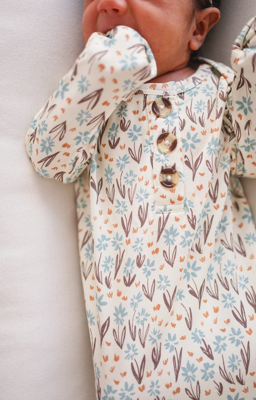 Knotted Baby Gown - La La Floral