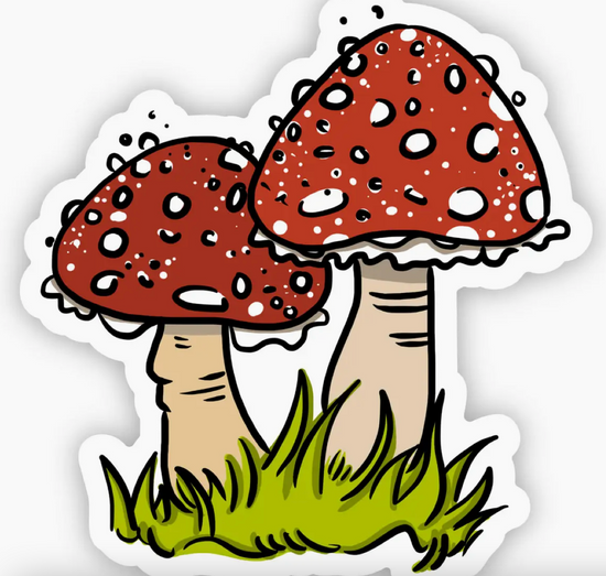 Red Colorful Mushroom Pair Sticker