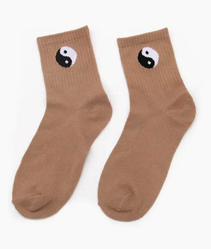 Novelty Socks Yin Yang Taupe