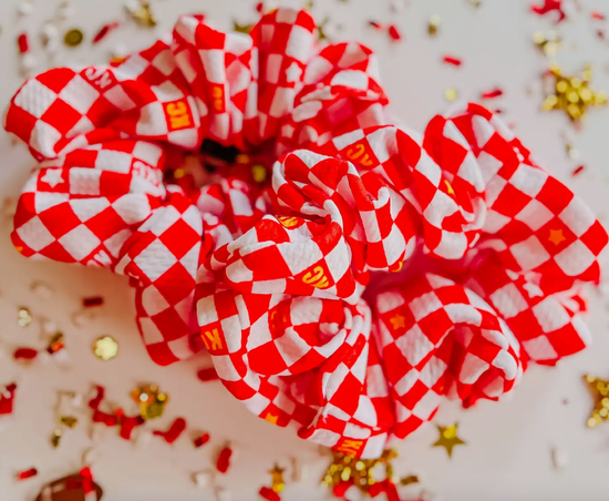 Red Kc Checkered Checkered Oversized Scrunchy