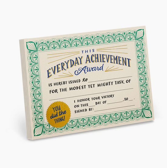 Everyday Achievement Certificate Notepad