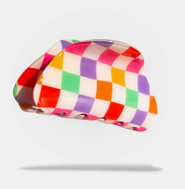 Checker Rainbow Hair Claw Clip