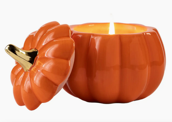 Pumpkin Candle with Gold Stem