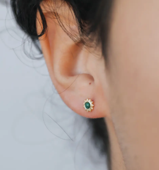 Sun Stud - Malachite - Earrings