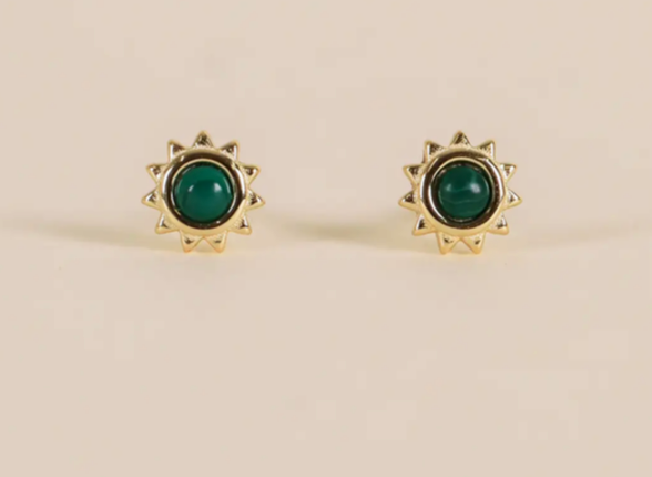 Sun Stud - Malachite - Earrings