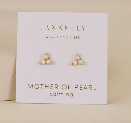 Trio Cluster Gold Earrings - Pearl