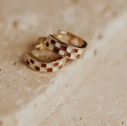 Brown & White Checkered Hoops