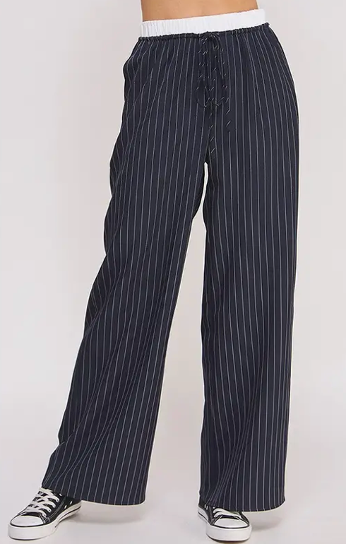 Pinstripe Wide Leg Pants