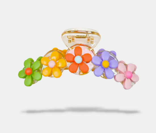 Rainbow Flowers Hair Claw Clip