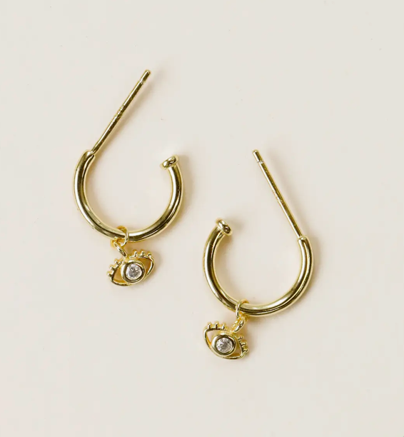 Gold Hoop - Evil Eye - Gold Earrings