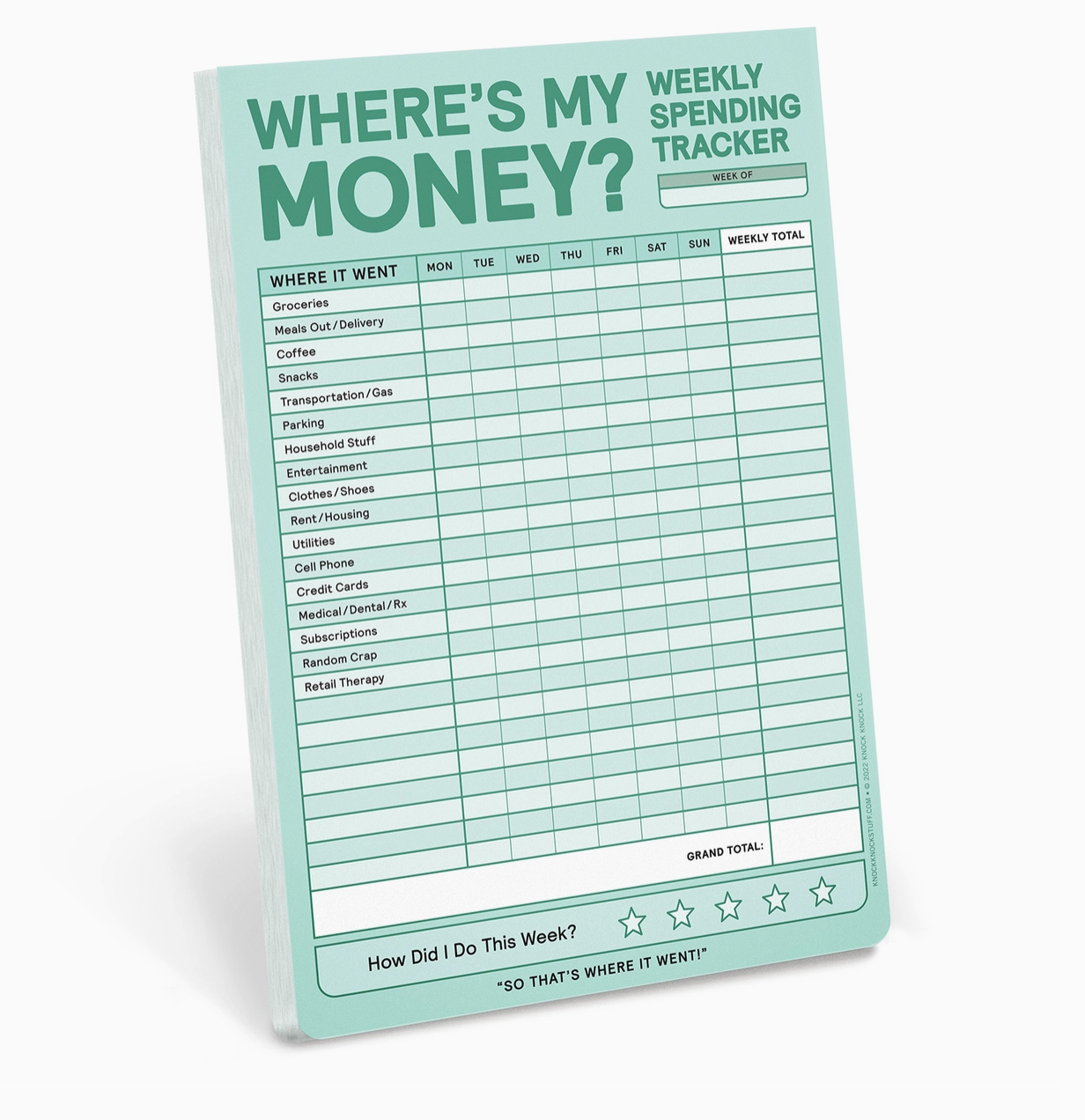 Weekly Money Tracker Pad