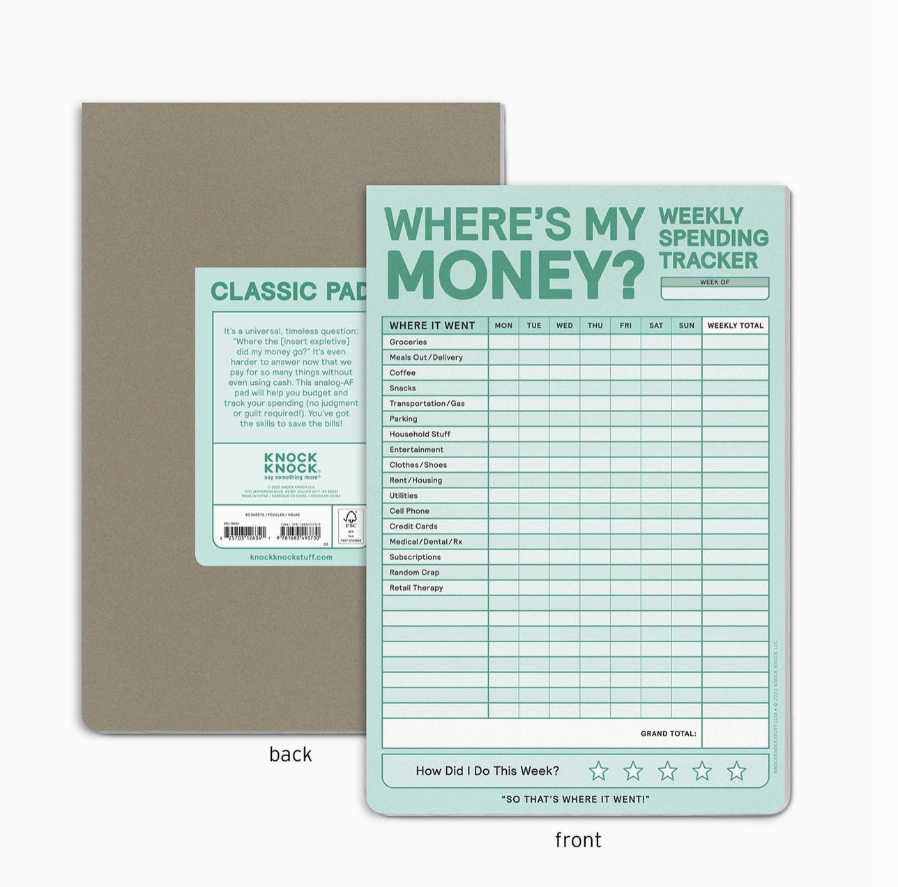 Weekly Money Tracker Pad