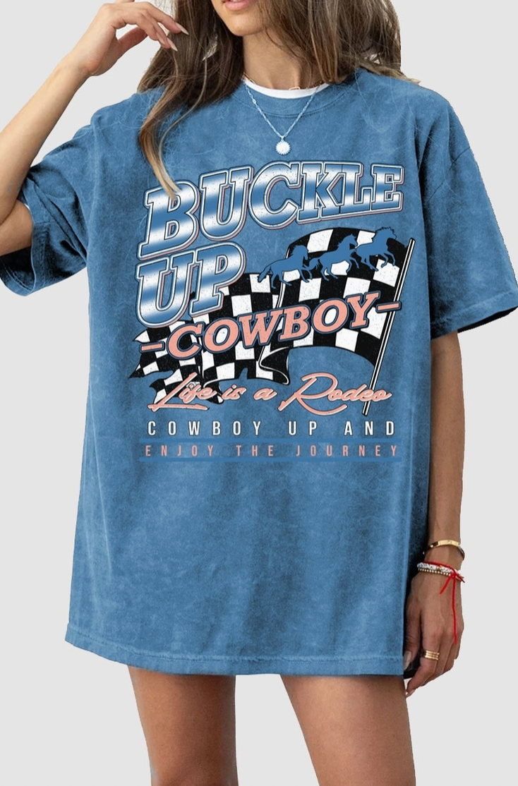 Buckle Up Cowboy Oversized Graphic Tee