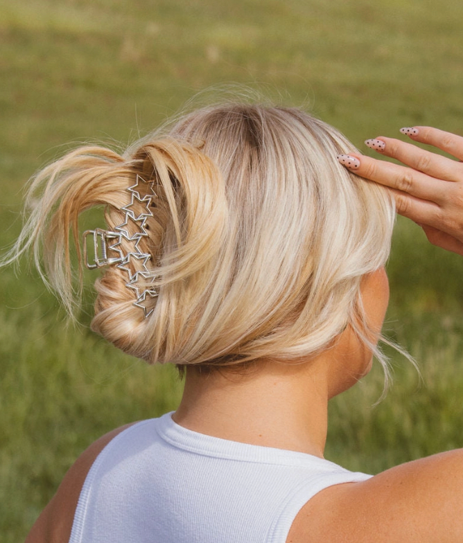 Silver Stars Claw Clip