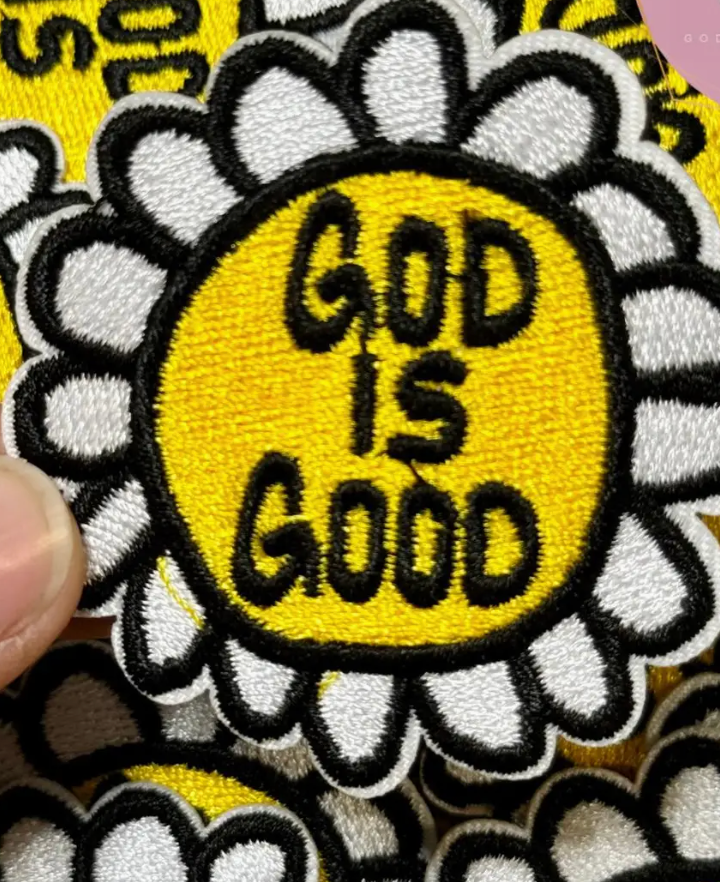 God Is Good Daisy Embroidered Patch
